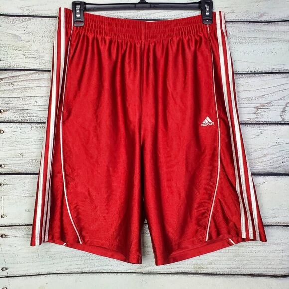 Adidas Men’s XL Red 3-Stripes Athletic Shorts Polyester Activewear - Picture 1 of 7